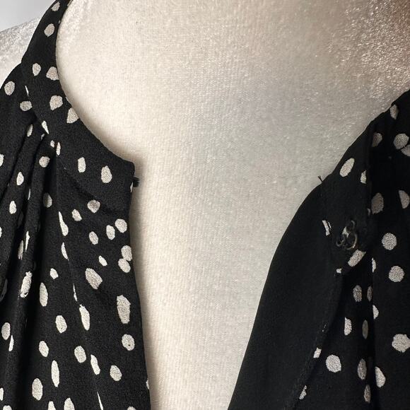 A.L.C. Black 100% Silk White Polka Dot Shift Designer Dress Women's Size 6 - Picture 5 of 9